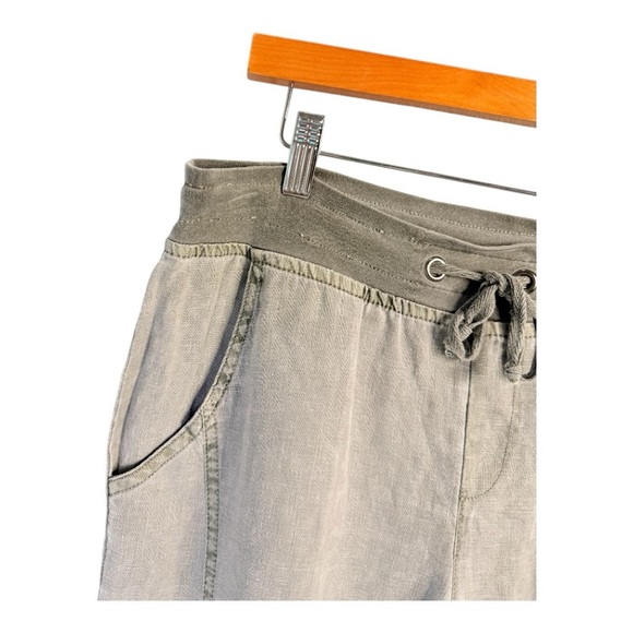 XCVI Hillside Green Linen Utility Cargo Straight Leg Drawstring Waist Pants S - Picture 5 of 12